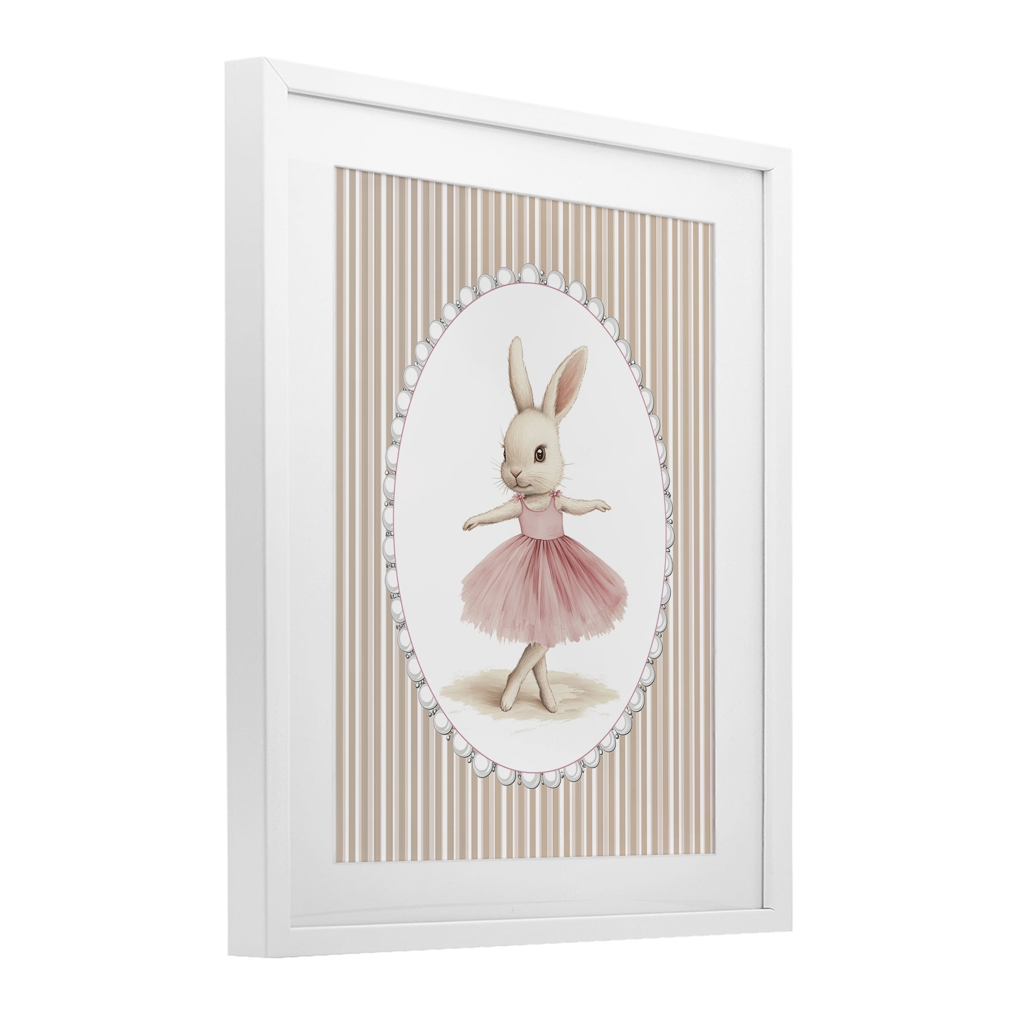 Stupell Industries Woodland Dancer Bunny White Framed Print Under Glass, design by Christine Simpson Art
