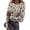 Beige, variant on Christmas Women's Shirts Christmas Printed Crew Neck Thumb Hole Cuffs T‑shirt Long Sleeve Pullover Tops Stretchy Fashion Autumn Daily Blouses Multicolor 3XL