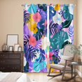 thumbnail image 3 of Kitchen Curtains 84 Inch Length 2 Panels, Tropical Leaf Grommets Window Treatment Curtain, Purple Palm Plant Summer Flower Pastoral Thermal Curtains Drapes for Living Room/Bathroom, 3 of 9