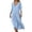Blue, variant on Wdgfv Womens Cotton Linen Dress Casual Button Down Flowy Plus Size Maxi Dresses 3/4 Pleated Sleeve Shift Dress with Pocket