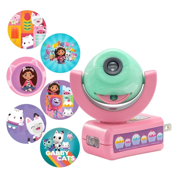 Gabby’s Dollhouse 6-Image Projectable Kid's Night Light, Light Sensing, Bedroom, Bathroom, Playroom, 80079