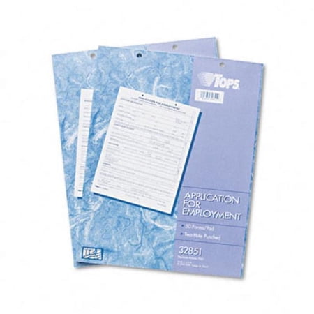 Tops Application for Employment 8-1/2 x 11 Two 50-Form Pads Pack