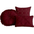 thumbnail image 6 of Chezmoi Collection Sydney 7-Piece Pinch Pleat Comforter Set, Lightweight Pintuck Bedding for All Season, Extra Wide King, Burgundy, 6 of 7