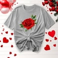 thumbnail image 1 of Économies d'Été Liquidation Iumwxz Chemises de la Saint-Valentin Tunique Plissée Décontractée Hauts pour Femmes Blouse Graphique Rose Col Rond Manches Courtes Blouse pour Femmes Douce et Confortable pour l'École, 1 of 4