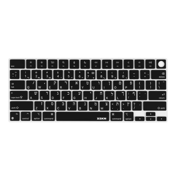XSKN Hebrew Language Silicone Keyboard Cover Skin for 2021-2023 Released MacBook Pro 14 inch Macbook Pro 16 inch 2022-2024 Macbook Air 13.6/15.3 inch with Touch ID M1 M2 M3 US Layout