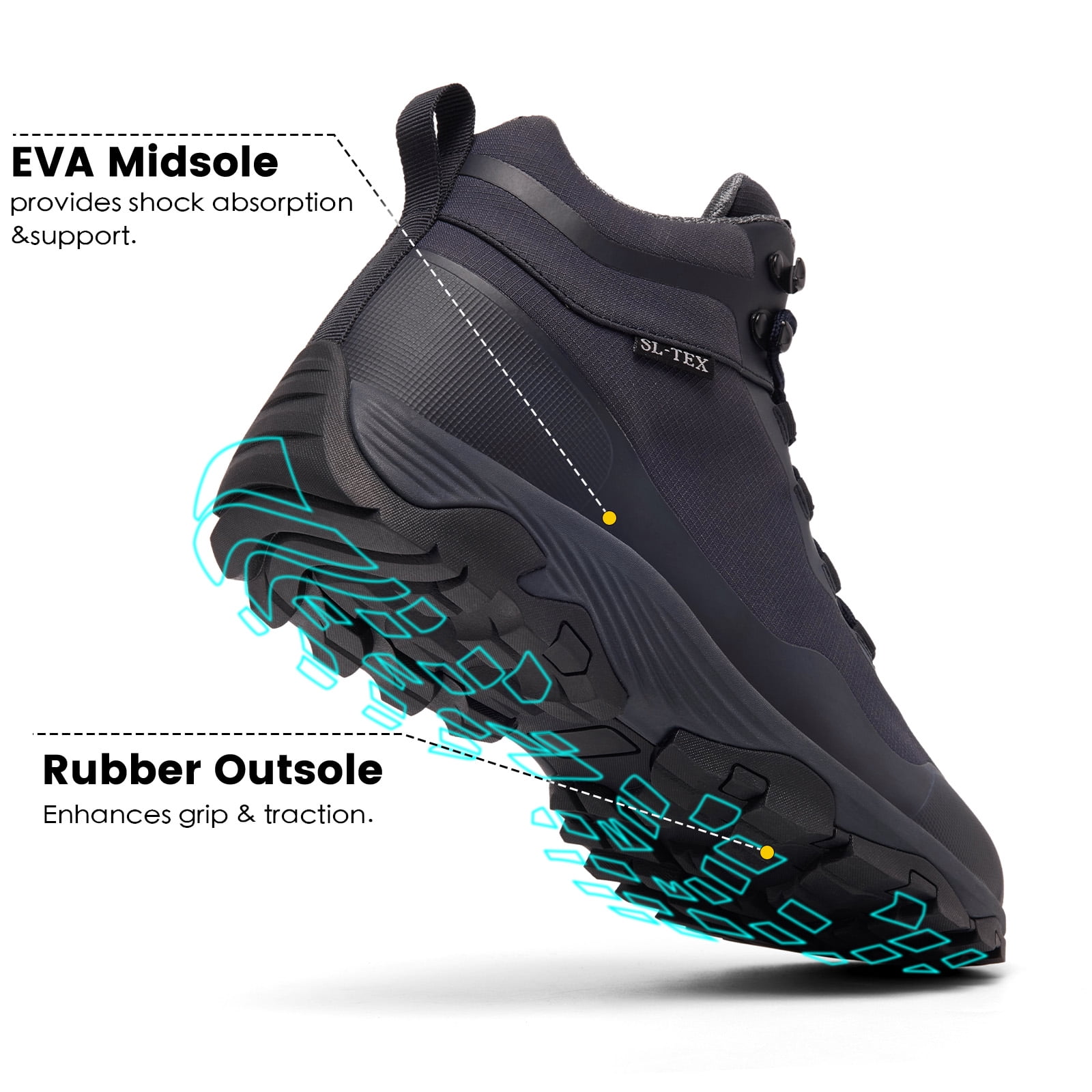 COM STAR Men Hiking Boots Breathable Outdoors Mid Ankle Walking Shoes Lightweight Mountaineering Shoes  for Trekking, Camping