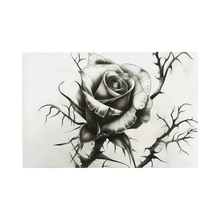 

Placemats Set of 4 Black And White Rose Place mats for Dining Table Indoor/Outdoor Cute Heat Resistant Washable Table Mats(18 x 12 )