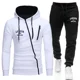thumbnail image 3 of Ropa para hombre Novedad en chándal deportivo con cremallera y estampado, sudaderas con capucha informales, pantalones deportivos para correr, chaqueta de calle europea, abrigo, 3 of 4
