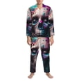 thumbnail image 3 of Picia Modern Abstract Colorful Skull B Pattern Men’s Long-Sleeve Sleepwear Set - Soft 2-Piece Loungewear with Pockets, Comfy PJs for Relaxing Nights-Medium, 3 of 7