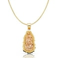 thumbnail image 1 of Ioka-14K Two Tone Gold Religious Our Lady of Guadalupe Charm Pendant with 0.6mm Box Chain Necklace - 22", 1 of 4