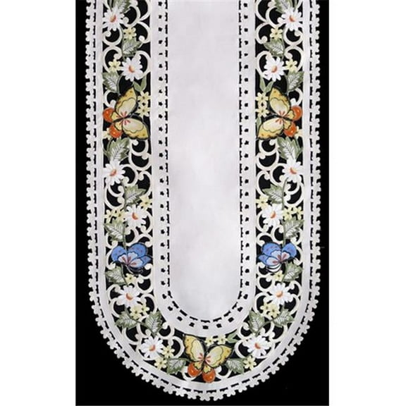 H7854-E Multicolor Butterfly Oval Runner, 14 x 28 in.