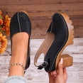 thumbnail image 3 of HomeDM Womens Platform Block Heels Sandals Slingback Closed Toe Dress Pumps Shoes for Summer Party Wedding, Black Size 5.5, 3 of 10