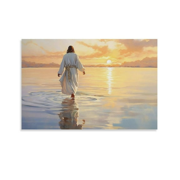 Jesus Walking on Water - Jesus Wall Art Painting Christ Inspirational Print Photo Art Painting Canvas Poster Home Decorative Bedroom Modern Decor Posters Gifts 12x18inch(30x45cm)