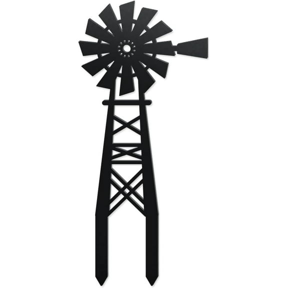 Windmill Decorative Silhouette Garden Stakes Metal Windmill Stakes Statues Ornaments Lovers Gifts Yard Art Black Silhouette Yard Outside Decor for Backyard Patio 6.3x14.2 Inch