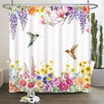 thumbnail image 2 of Watercolor Hummingbird Wildflower Waterproof Shower Curtain For Bathroom,72x78 Inch, 2 of 4