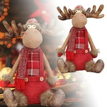 Christmas Moose Plush Decoration - Festive Red Outfit Stuffed Moose for Holiday Decor Christmas Decorations