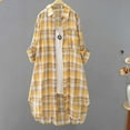 thumbnail image 2 of Women's Fashion Plaid Open Front Cardigan, Lightweight Loose-Fit Casual Shirt Jacket with Versatile Layering Design for Spring/Summer Outfits,Yellow 2XL, 2 of 3