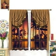 thumbnail image 3 of Sunset View Curtains, Tropical Palm Tree Summer Orange Sunrise Seaside Scenery Print Blackout Window Drapes for Living Room Bedroom Cafe 84x84in, 3 of 5