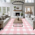 thumbnail image 3 of 5'x8' Area Rugs, Pink Buffalo Plaid Indoor Outdoor Area Rug for Living Room Bedroom, Farmhouse Pink White Checkered Washable Bathroom Rugs Kitchen Floor Carpet Mats Home Decor Aesthetic, 3 of 8
