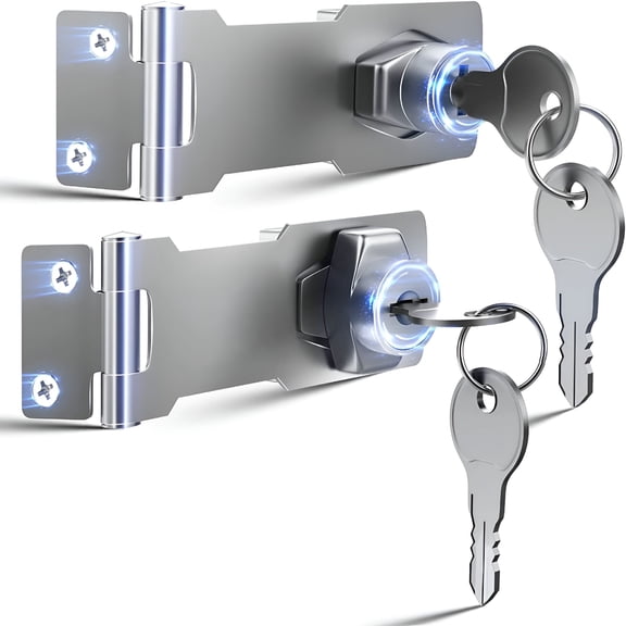 ZHZFKQ 2026 New Cabinet Locks with Keys Door Latch-Hasp Lock for Drawers Closets Toolbox Fridges,Padlock Latch Hasp Lock for Small Shed Fence Wooden Double Doors Locks Latch (3-Inch Keyed Lock)