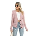 thumbnail image 4 of Baywell Women's Long Sleeve Button Front V Neck Soft Knit Cardigan Sweaters Pink S-2XL, 4 of 8
