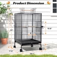 thumbnail image 4 of NiamVelo Bird Cage 35 Inch Wrought Iron Flight Birdcages for Cockatiels Parakeets Pigeons Parrot Lovebird with Rolling Stand Bird Playground, Black, 4 of 8