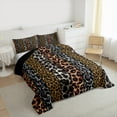 thumbnail image 3 of Manfei Leopard Cheetah Print Queen Comforter Set, Grey Brown Geometric Abstract Bedding Comforter Set, Modern Fashion Reversible Bedding Set, Super Cozy Room Decor, 3-Piece, 3 of 8