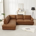 thumbnail image 4 of Griffith Upholstered Left-Facing Leather Sectional Sofa in Cognac Tan, 4 of 7