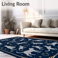 thumbnail image 2 of ODIKA 5'x7' Machine Washable Non-Slip Area Rug, Enchanting Meow Elegant Household Accessory High Traffic Rug, Navy, 724432, 2 of 7