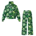 thumbnail image 5 of Xixirimido Green Shamrock Print Lounge Sets for Women Sweatsuits for Fall Winter 2 Piece Outfits Long Sleeve Sweatshirt Wide Leg Sweatpants Tracksuit Matching Set, Small, 5 of 7