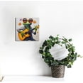 thumbnail image 4 of JEUXUS Hawaiian Frogs Play Guitar Funny Animal 100% Hand Painted Oil Painting with Stretched Framed Wall Art for Home Kids Room Bedroom Living Room Ready to Hang 16x16in, 4 of 4