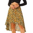 thumbnail image 1 of Falda Floral Midi de Gasa Lúrex Allegra K Amarillo Talla M, 1 of 6