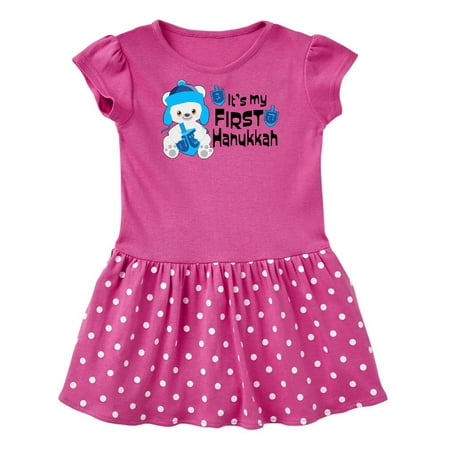 

Inktastic It s My 1st Hanukkah Cute Bear with Dreidel Gift Baby Girl Dress