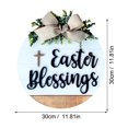 thumbnail image 5 of Sunjoy Tech Door Welcome Wreath Bow-knot Leaf Decor Hanging Letter Cross Decorative Round Shape Country Gate Welcome Sign Door Decor Pendant, 5 of 7