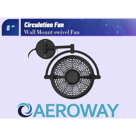 VIVI Wall Mount Swivel Fan with Folding Arm (Black) ALASKA since1950