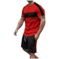 thumbnail image 2 of NTACZA Men Shorts Set Crew Neck Short Sleeve Tracksuits Athletic Color Block Sweatsuits for Men S, 2 of 7