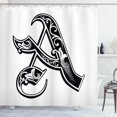 thumbnail image 1 of Ambesonne Letter a Shower Curtain, Soft Curved Lines, 69"Wx70"L, Black White, 1 of 3