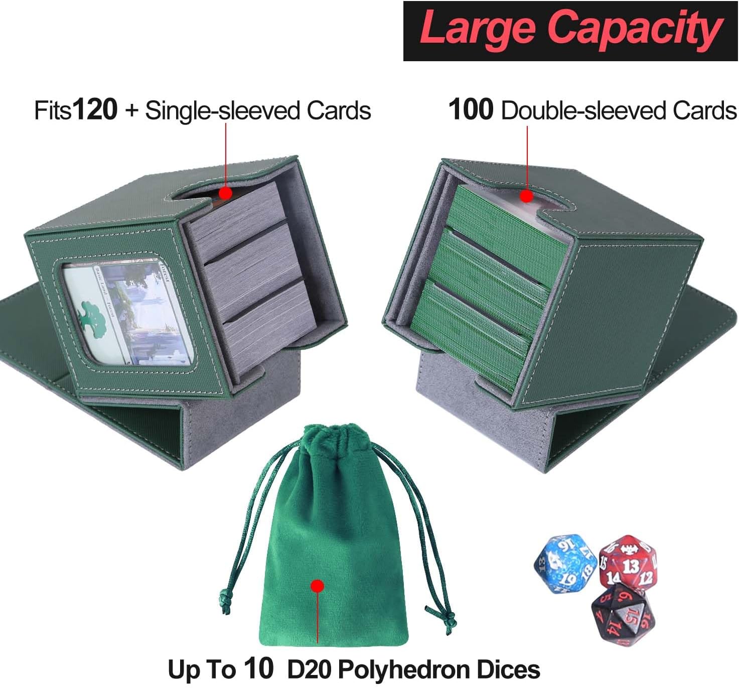 HEAKIERG Angel Wings Leather Deck Box - Magnetic Closure, Holds 100+ Sleeved Cards For MTG, TCG - View #2