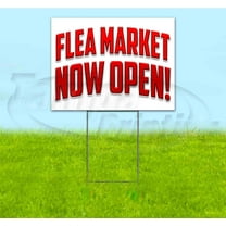 Flea Market Now Open (18" x 24") Yard Sign, Includes Metal Step Stake