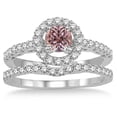 thumbnail image 2 of 1.5 Carat Morganite & Diamond Antique Floral Halo Bridal set on 10k White Gold, 2 of 2