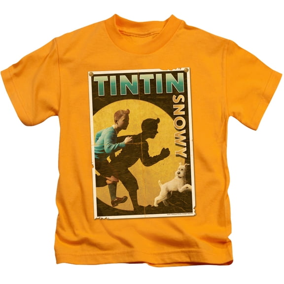 Tintin Tintin & Snowy Flyer Youth 18/1 T-Shirt Gold