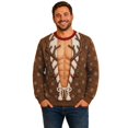 thumbnail image 3 of Kcolen Mens Funny Hairy Chest Christmas Sweater,Fall Winter Loose Fit Novelty Pullover Sweatshirt for Outdoor Christmas Holiday Party Casual Wear, 3 of 7
