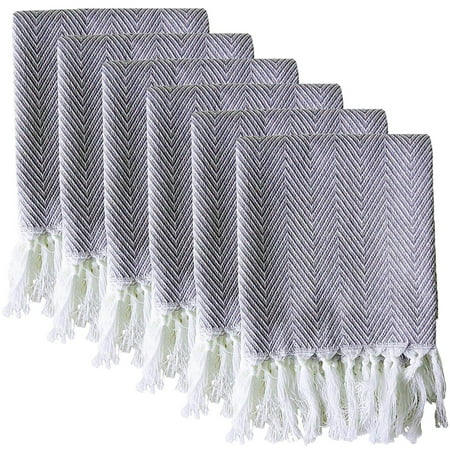 

QING SUN Tassel Woven Fabric Napkin Placemat Wave Pattern Yarn-Dyed Tea Towel Convenient Farmhouse Decor Home Kitchen Cooking Towels Decorative Set 40*60Cm