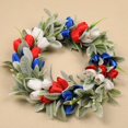 thumbnail image 4 of geerera 2025 New Independence Day Garland,Patriotic Red White Blue Flowers Wreath for Front Door,Wreath for Inside and Outside, Memorial Day Independence Day Wreath for Home Decor, 4 of 9