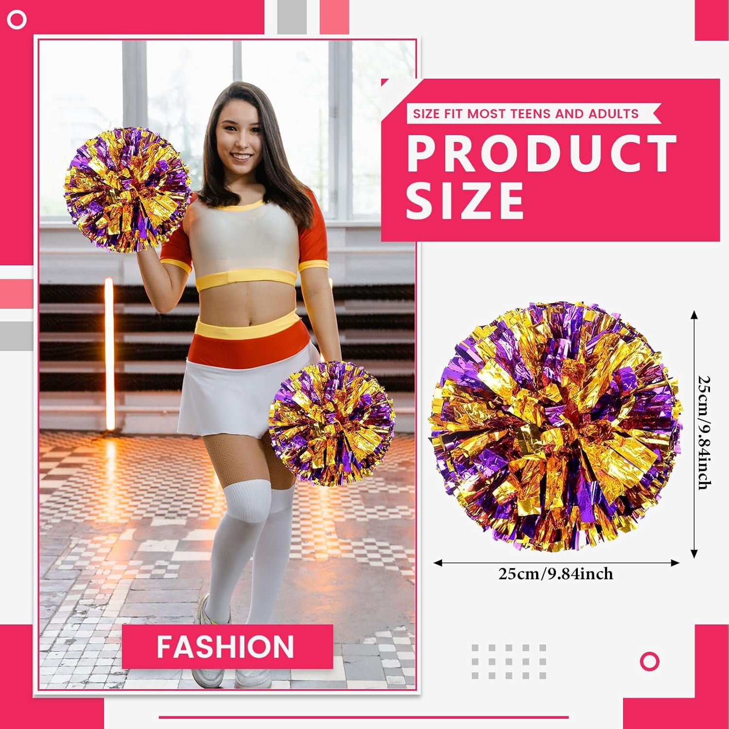 20 Pack pom poms Cheerleading,Cheerleading poms Sports Dance Cheer Plastic Pom Poms Cheerleading for Sports Team Spirit (Blue Gold)