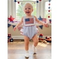 thumbnail image 3 of Cenuakty Baby Girl 4th of July Romper 3M 6M 12M 18M Patriotic Cute American Flag Embroidery Sleeveless Striped Jumpsuits, 3 of 9