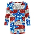 thumbnail image 4 of Feancey Plus Size American Flag Tops for Women 3/4 Sleeve Casual 4th of July T Shirts Novelty Sequin Printed Patriotic Shirt Dressy Blouse Multicolor XXL, 4 of 5