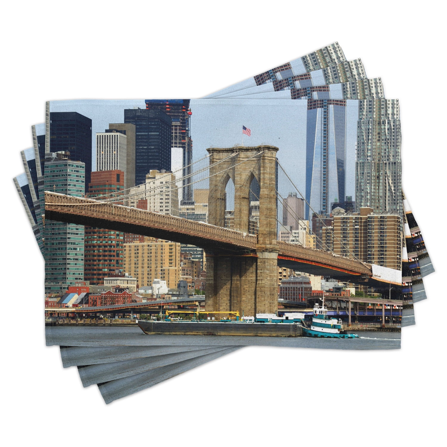 Urban Placemats Set of 4 Skyline of Brooklyn New York USA Cityscape