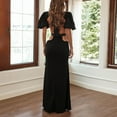 thumbnail image 5 of Bigersell Wedding Dresses for Bride Fashion Women Short Sleeve Strapless Backless Sequined Evening Long Dress Female Long Dresses Women Shirt Dress Dresses, Style 21660, Black XL, 5 of 9