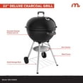 thumbnail image 3 of Megamaster – 22" Deluxe Charcoal Barbecue Grill with Adjustable Air Vent, Built-In Temperature Gauge, 368 SQ. In Cooking Area, Storage Rack, Portable Grill for Camping, Picnics, and More - 810-23003, 3 of 9